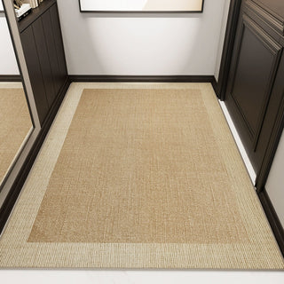 Alfombra fácil de limpiar con borde natural de yute, duradera, antideslizante, apta para mascotas, minimalista, para pasillo interior