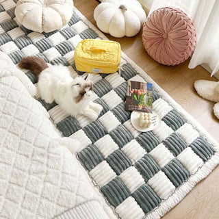 Funda de sofá grande cuadrada a cuadros para perros y gatos