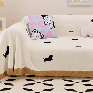Funda de sofá de tela de felpa con estampado de perros para amantes de las mascotas, diseño suave y acogedor