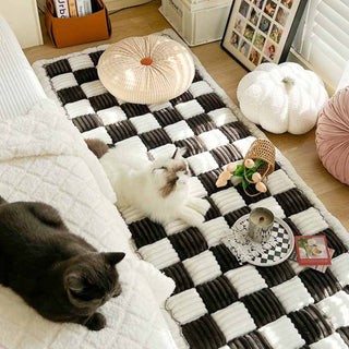 Funda de sofá grande cuadrada a cuadros para perros y gatos
