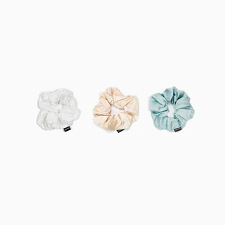 Trio de scrunchies de bambú para el pelo - Colores pasteles frescos