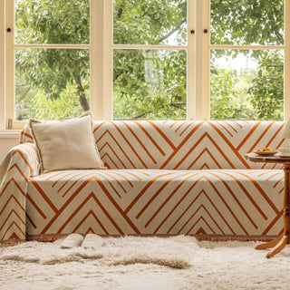 Funda de sofá geométrica Rust Chevron