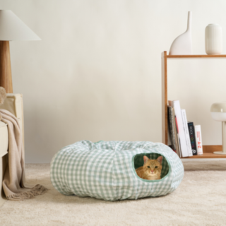 Túnel y Cama Plegable para Gatos con Tartán