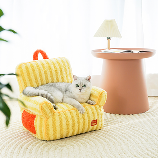 ZEZE Pets Cama para Mascotas con Rayas Acogedoras