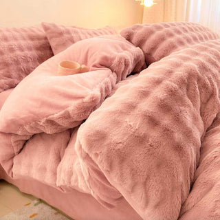 Juego de sábanas Puffy Comfort de piel sintética de conejo engrosada