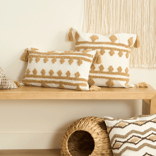 Funda de Cojín Lumbar Borlas Boho