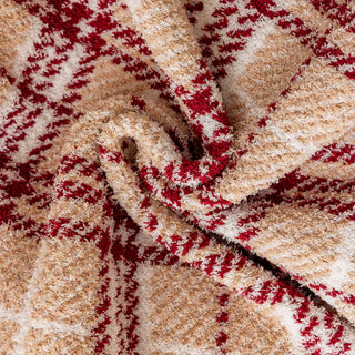 Manta sherpa clásica a cuadros Buffalo, diseño a cuadros rojos y blancos con forro suave para una comodidad acogedora