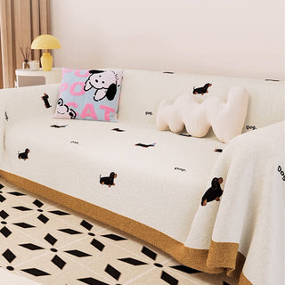 Funda de sofá de tela de felpa con estampado de perros para amantes de las mascotas, diseño suave y acogedor