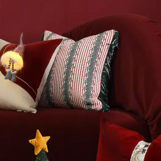 Funda de almohada rústica con flecos