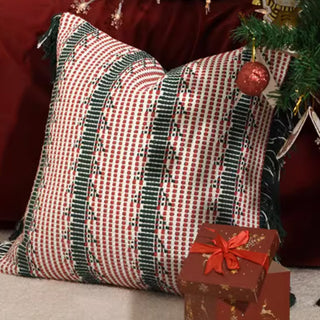 Funda de almohada rústica con flecos