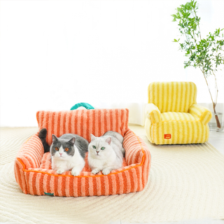 ZEZE Pets Cama para Mascotas con Rayas Acogedoras